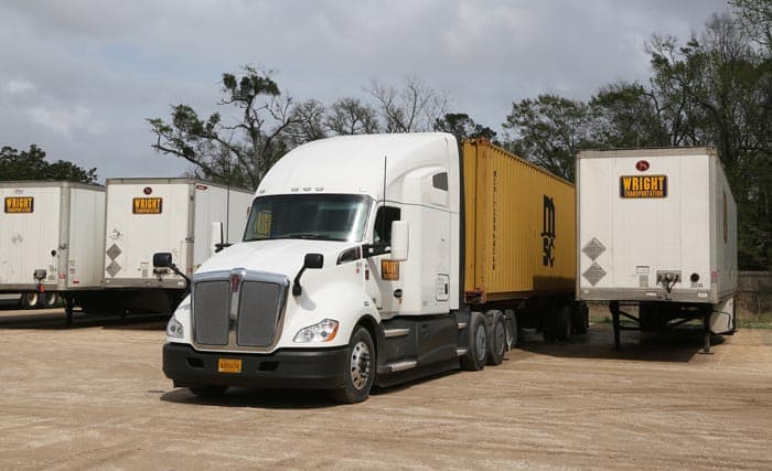 Wright logistics truck leaving headquarters